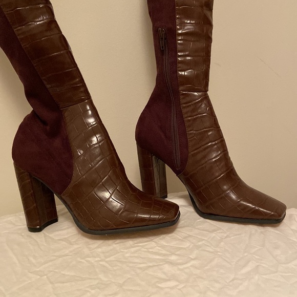 Aldo knee high boots with brown leather front & brown suede back size 6 - Picture 3 of 6